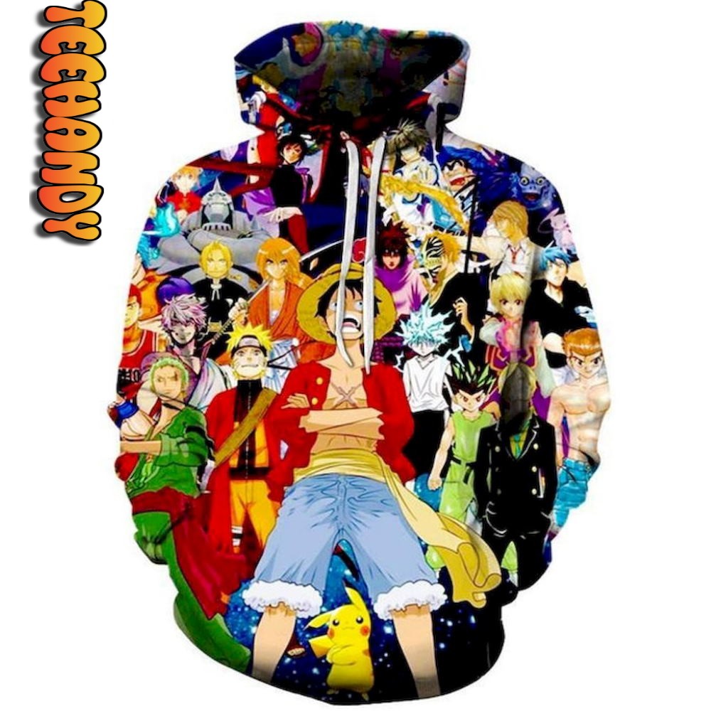 Anime All Stars Custom All Over Print Hoodie 3D 3D Graphic Design