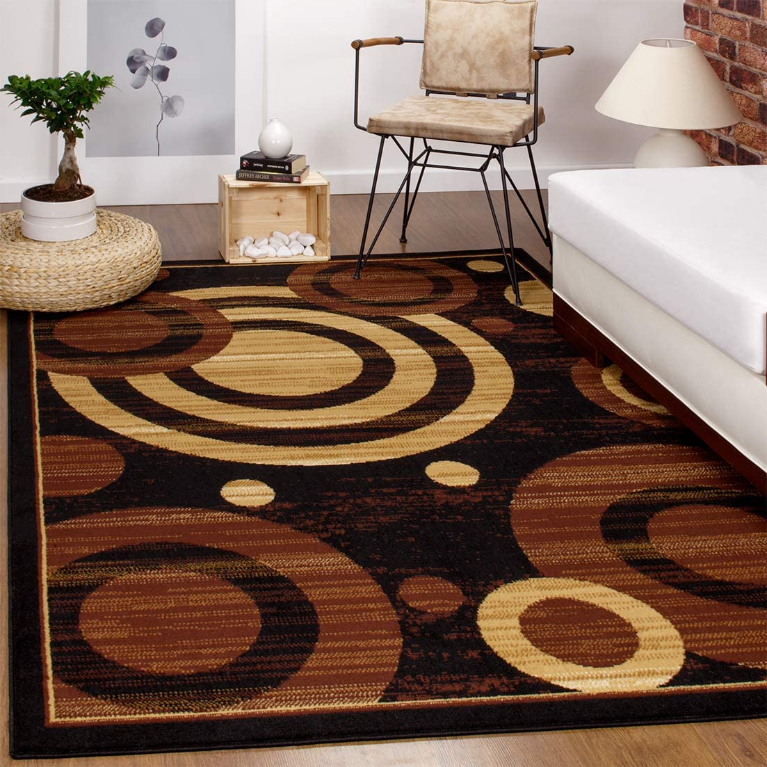 Antep Rugs Kashan King Collection Galaxy Geometric Area Rug - Sophisticated Black/Beige Rug for Your Home
