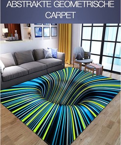 Anti-Slip Soft Spiral Rectangle Carpet - 3D Optical Illusion Geometric Floor Mat for Living Room and Bedroom