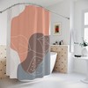 Apartment Bathroom Decor with Neutral Warm Earth Tones, Leaves Tropical Contemporary Abstract Art Shower Curtain or Mat
