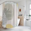 Apartment Leaves Tropical Contemporary Abstract Art Shower Curtain with Neutral Warm Earth Tones and Leaf Colors