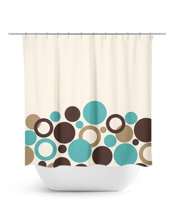 Aqua Brown & Beige Shower Curtain, Geometric Bath Curtain, Brown Bathroom