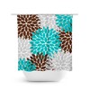 Aqua Brown and Gray Shower Curtain - Chic Floral Art Design for Aqua Shabby Chic Bathroom Decor - SHOWER120