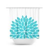 Aqua Flower Shower Curtain for Farmhouse Bathroom Decor