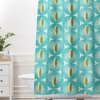 Aqua Geometric Shower Curtain, Retro Mid Century Bathroom Decor, Fabric Bath Curtain