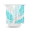 Aqua Gray Palm Tree Shower Curtain, Tropical Guest Bathroom Decor, Botanical Bathroom with Aqua Bath Curtain - SHOWER71