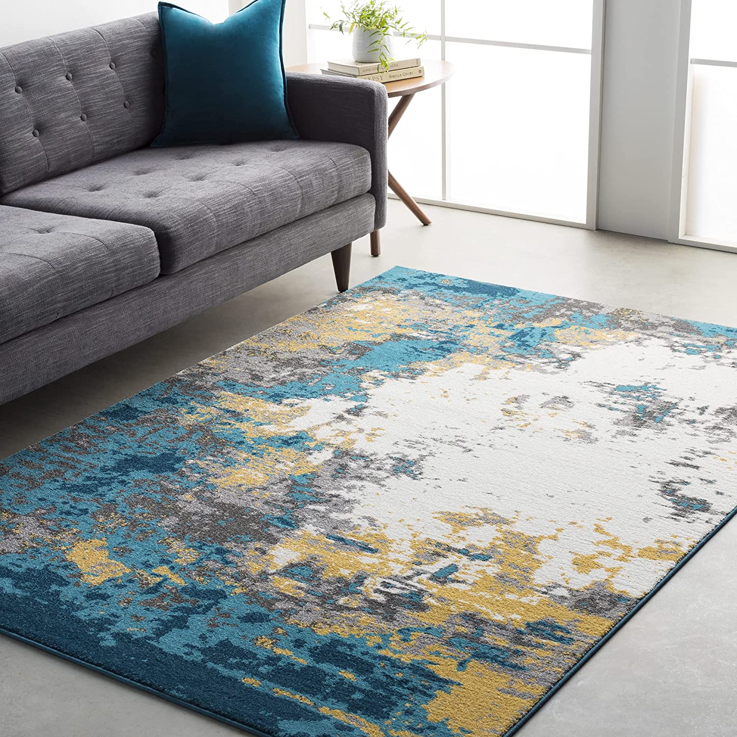 Aqua Modern Soft and Durable Area Rug - Perfect for Living Room or Bedroom Decor - Image 2