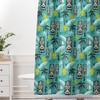 Aqua Tiki Shower Curtain, Retro Hawaiian Mid Century Bathroom Decor, West End Design