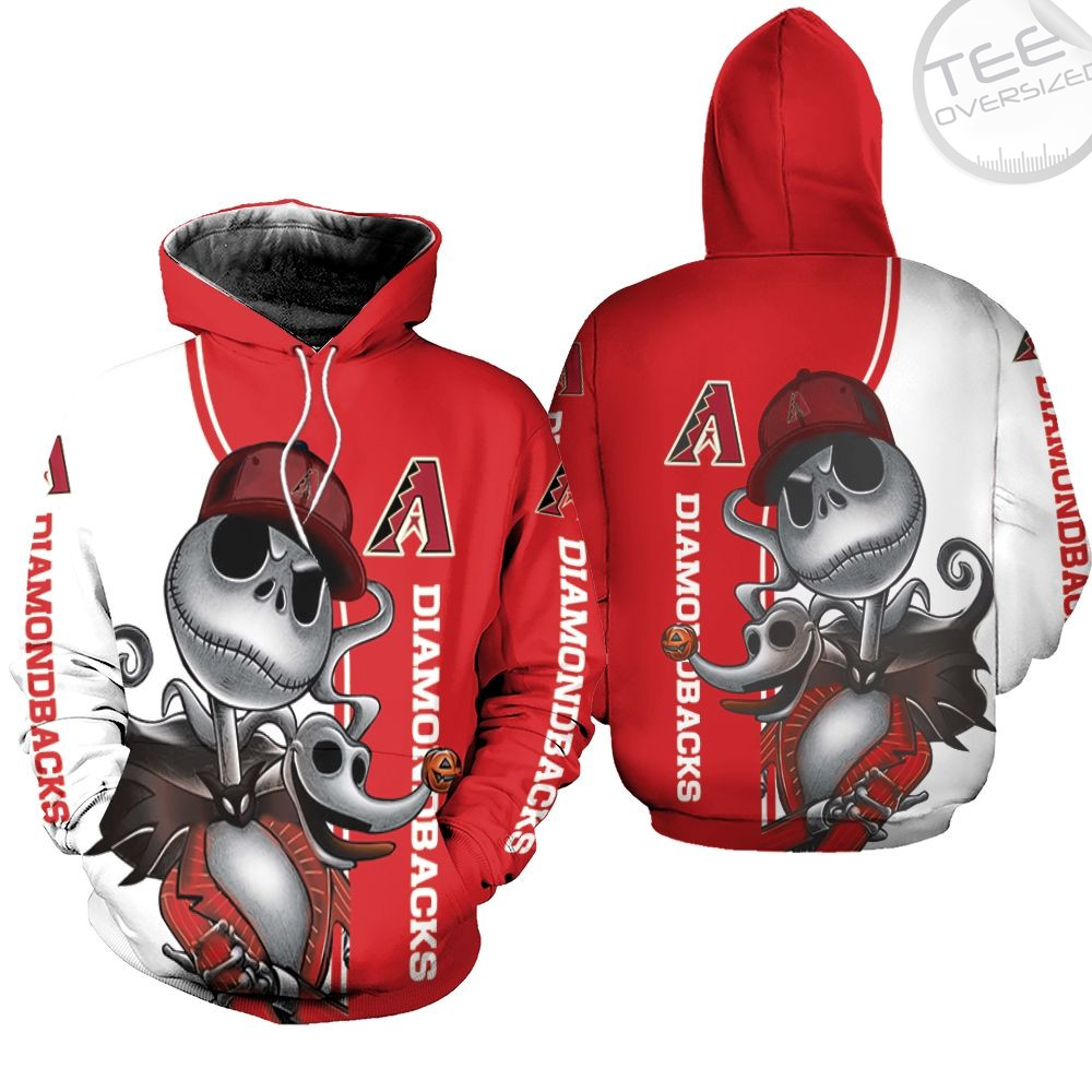 Arizona Diamondbacks Jack Skellington and Zero 3D Hoodie in Full Print Design