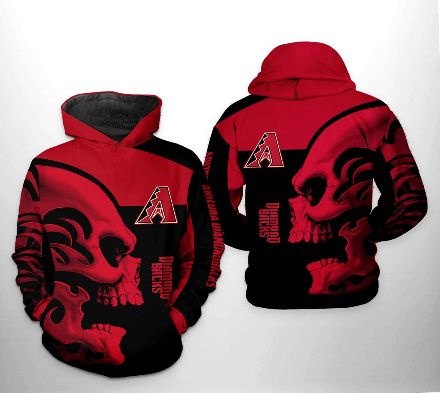 Arizona Diamondbacks MLB 3D All-Over Print Punisher Skull Zipper Hoodie