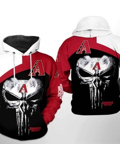 Arizona Diamondbacks MLB 3D All-Over Print US Flag Skull Zipper Hoodie