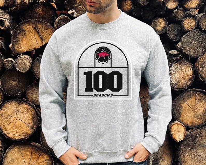 Arkansas Basketball 100Th Season Sweatshirt, Razorback Basketball Crewneck, Arkansas Razorback Sweater - Image 3