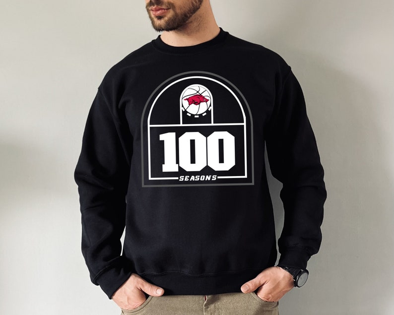 Arkansas Basketball 100Th Season Sweatshirt, Razorback Basketball Crewneck, Arkansas Razorback Sweater - Image 4