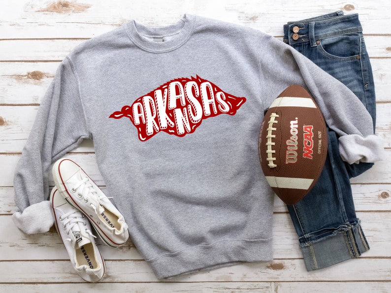 Arkansas Football Shirt, University Of Arkansas Sweater, Razorbacks Sweatshirt, Woo Pig Sooie Shirt, Go Hogs Sweater - Image 4