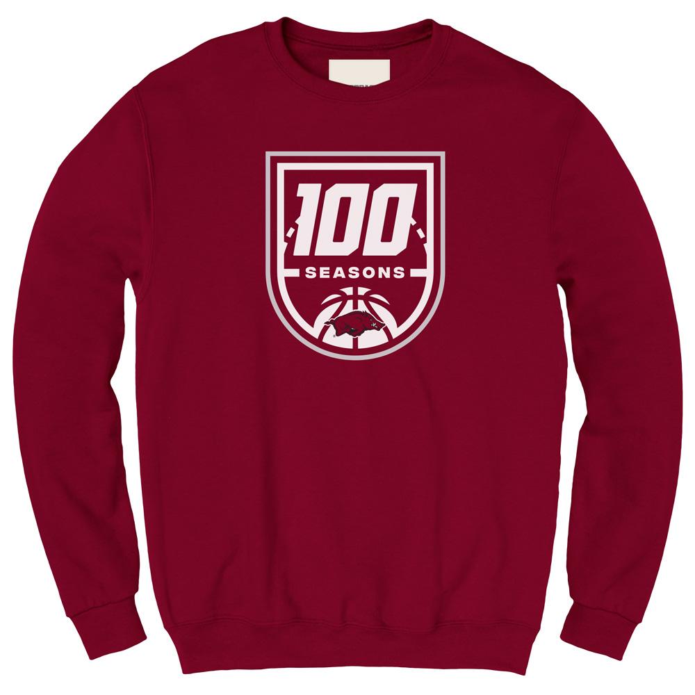 Arkansas Razorbacks 100 Seasons Basketball Fleece Crew Cardinal, Hogs Shirt Gifts For Razorbacks Lover