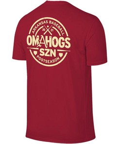 Arkansas Razorbacks 2021 Omahogs Szn Crossbat Short Sleeve T-Shirt Cardinal, Hogs Shirt Gifts For Razorbacks Lover