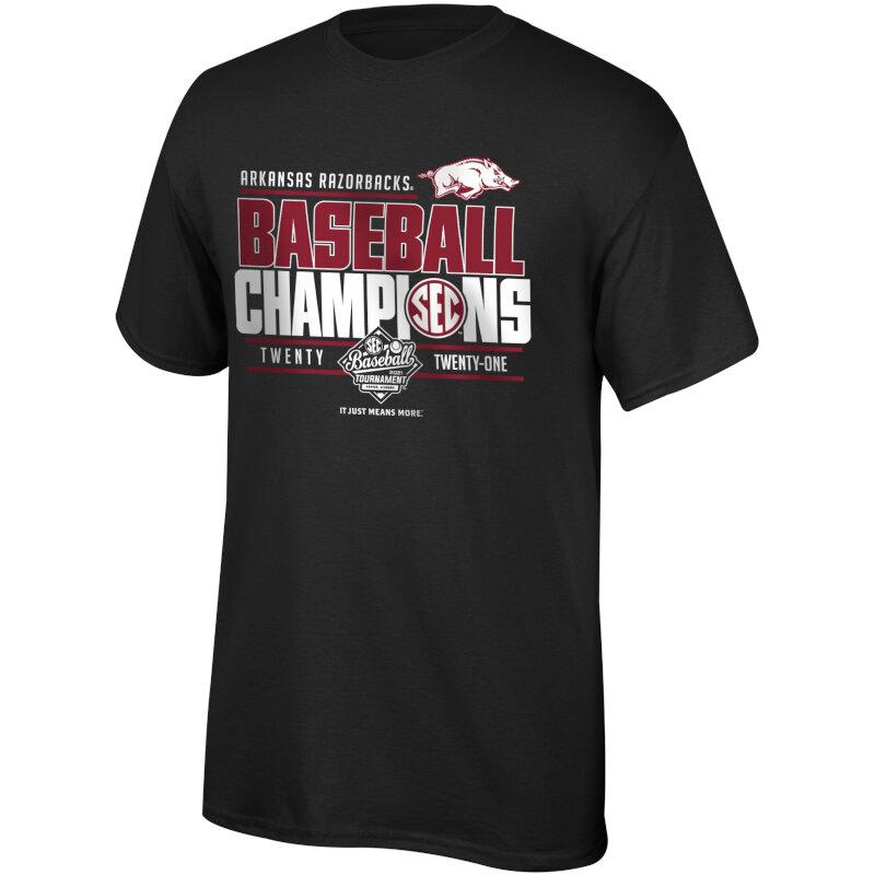Arkansas Razorbacks 2021 Sec Baseball Tournament Champs Locker Room Short Sleeve T-Shirt Commemorate Razorbacks' Victory