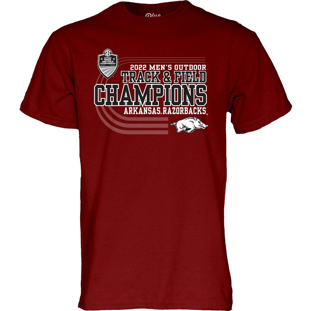 Arkansas Razorbacks 2022 Sec Track And Field Conference Tournament Champions T-Shirt Cardinal Celebrate Razorbacks' Win