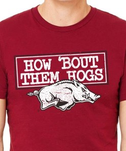 Arkansas Razorbacks Adult T-Shirt Cardinal How Bout Them Hogs, Hogs Shirt Gifts For Razorbacks Lover