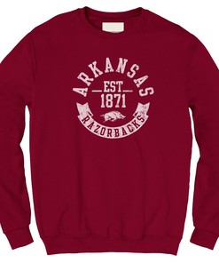 Arkansas Razorbacks Banner Year Fleece Crew Cardinal For Ncaa Fans