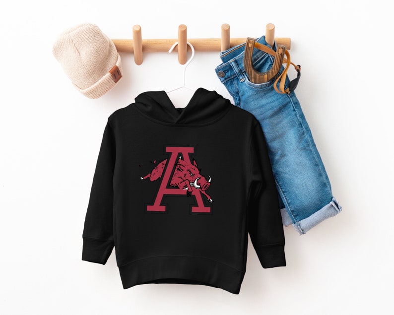 Arkansas Razorbacks Hoodie Sweatshirt Tee, Toddler Kids Woo Pig Sooie Apparel - Image 2