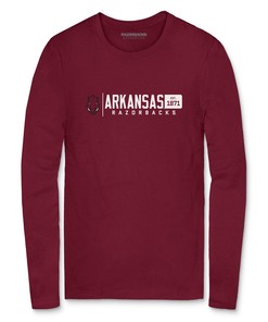 Arkansas Razorbacks Horizontal Lock-Up Long Sleeve T-Shirt Cardinal, Hogs Shirt Gifts For Razorbacks Lover