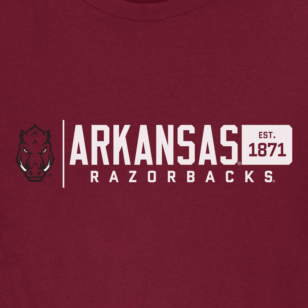 Arkansas Razorbacks Horizontal Lock-Up Long Sleeve T-Shirt Cardinal, Hogs Shirt Gifts For Razorbacks Lover - Image 2