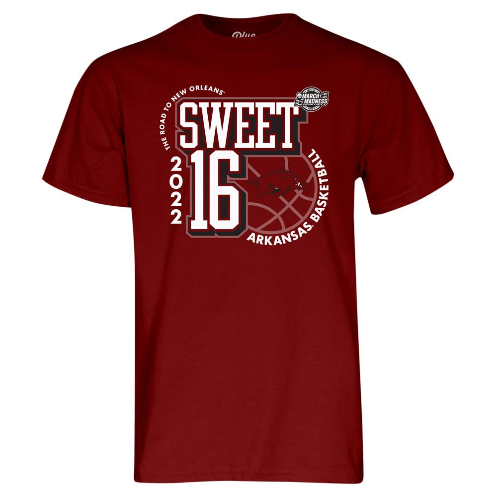 Arkansas Razorbacks Ncaa Basketball Sweet 16 Short Sleeve T-Shirt Cardinal, Hogs Shirt Gifts For Razorbacks Lover