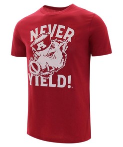 Arkansas Razorbacks Retro Razorback Never Yield Short Sleeve T-Shirt Cardinal Show Your Love For Razorbacks