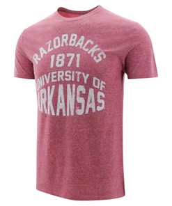 Arkansas Razorbacks Retro Stack Unisex Tri-Blend Short Sleeve T-Shirt Cardinal Razorbacks Fans Must-Have