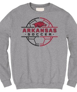 Arkansas Razorbacks Soccer Ball Grid Unisex Fleece Crew Sweatshirt