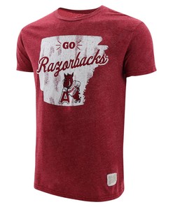Arkansas Razorbacks State Graphic Short Sleeve Mock Twist T-Shirt Cardinal, Hogs Shirt Gifts For Razorbacks Lover