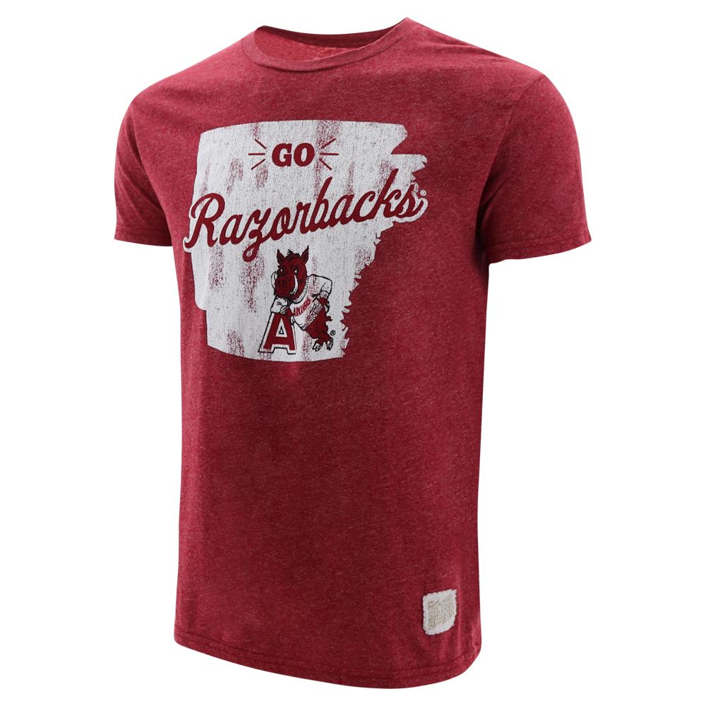 Arkansas Razorbacks State Graphic Short Sleeve Mock Twist T-Shirt Cardinal, Hogs Shirt Gifts For Razorbacks Lover
