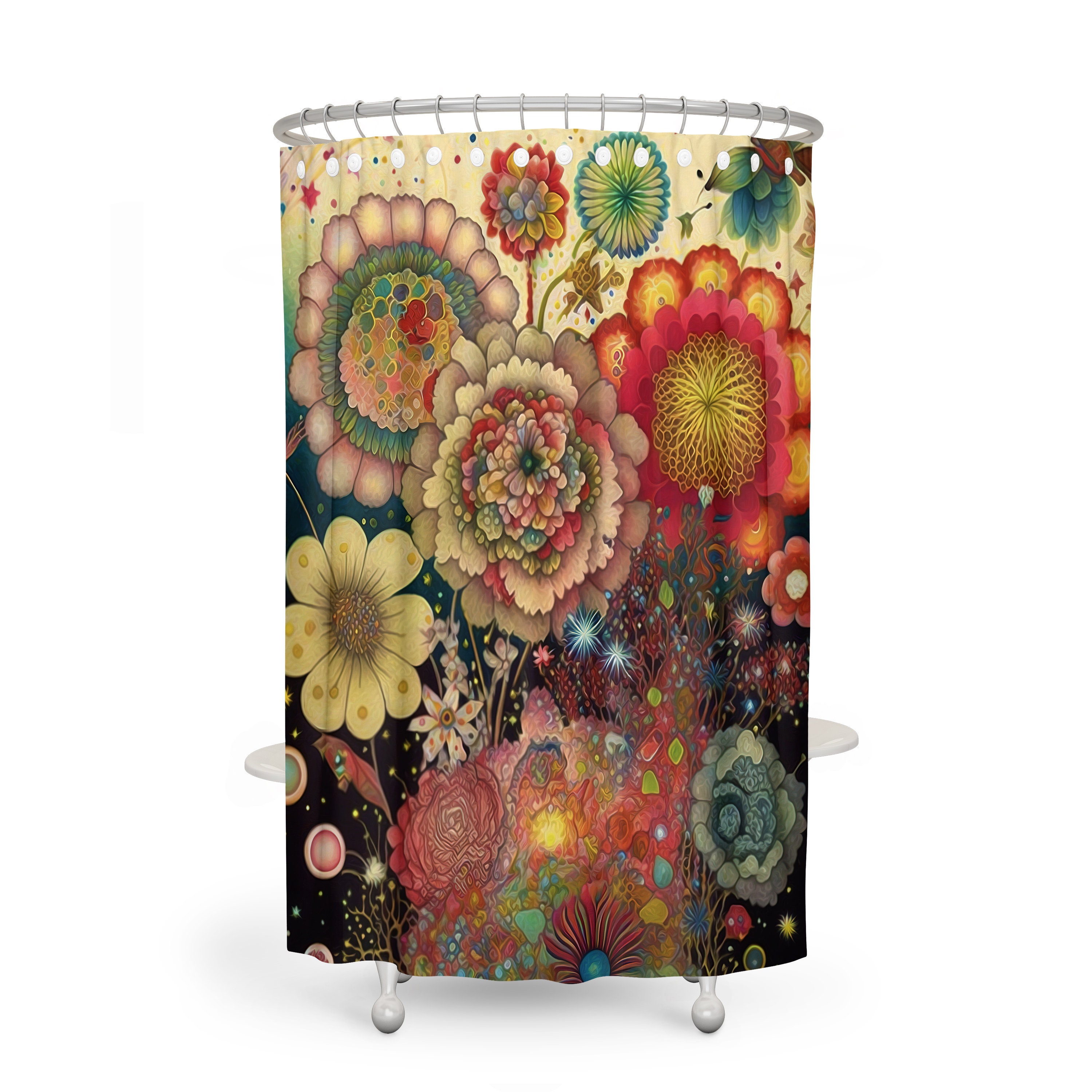 Arlo Floral Shower Curtain - Contemporary Bath Curtain with Matching Towels and Mat for Sophisticated Bathroom Decor - Image 2
