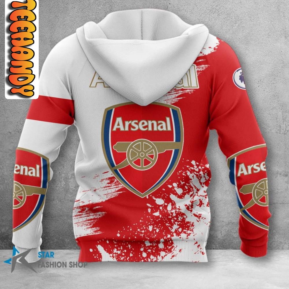 Arsenal FC All Over Printed 3D Hoodie Printful - Image 2