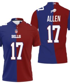 Art Buffalo Bills Josh Allen #17 Great Player NFL Vapor Limited Two Tone Polo Shirt in Royal Red.