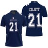 Art Dallas Cowboys Ezekiel Elliott #21 Great Player NFL Navy 2019 Game Jersey Style Polo Shirt.
