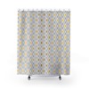 Art Deco Diamond Shower Curtain, Gold and White Bathtub Decor, Unique Housewarming Gift