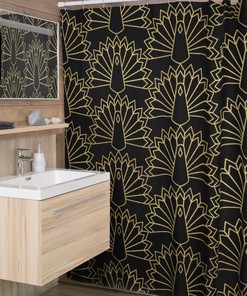 Art Deco Shower Curtain, Retro Tub Accessory, 1920s Inspired Bathroom Decor
