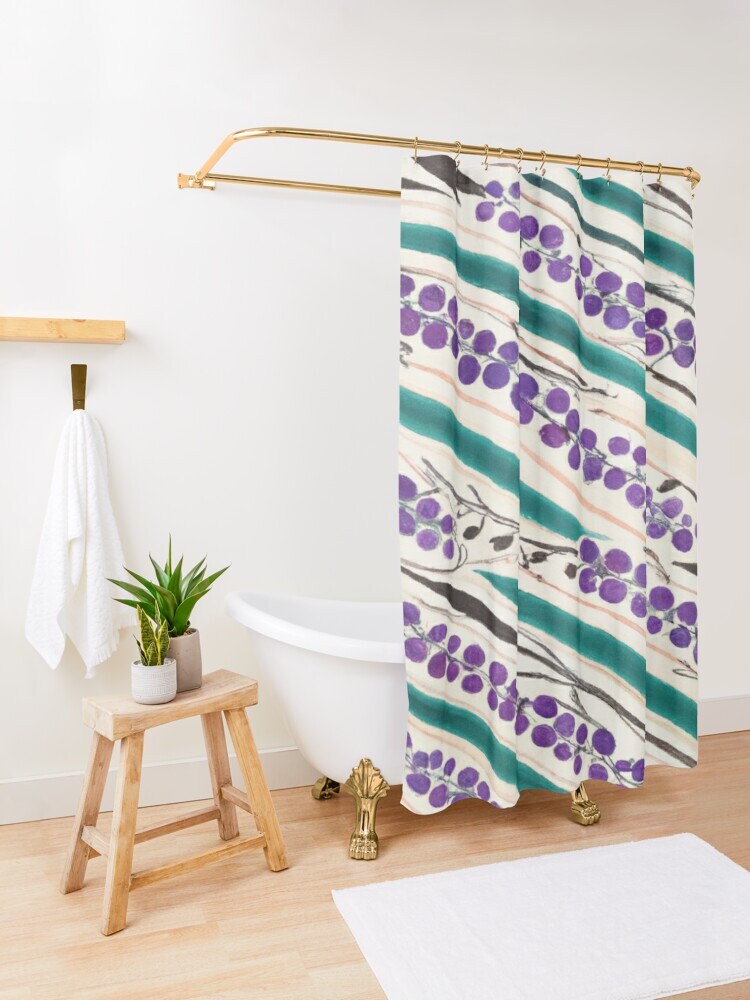 Art Nouveau Boho Shower Curtain - Featuring 100% Recycled Polyester and Waterproof Material - Image 3