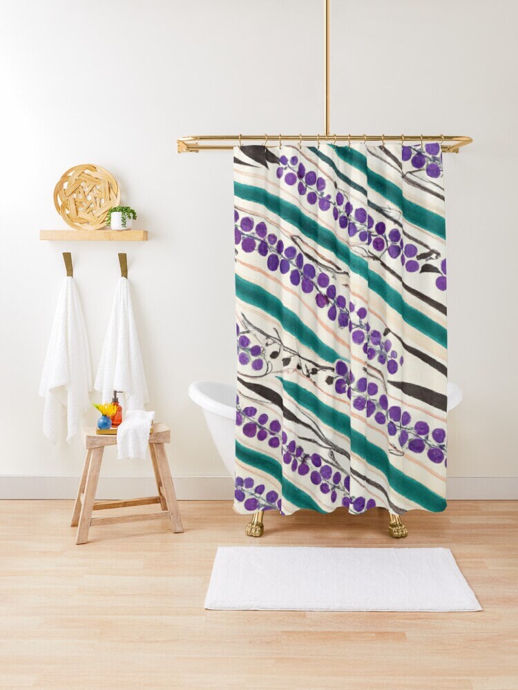 Art Nouveau Boho Shower Curtain - Featuring 100% Recycled Polyester and Waterproof Material - Image 4