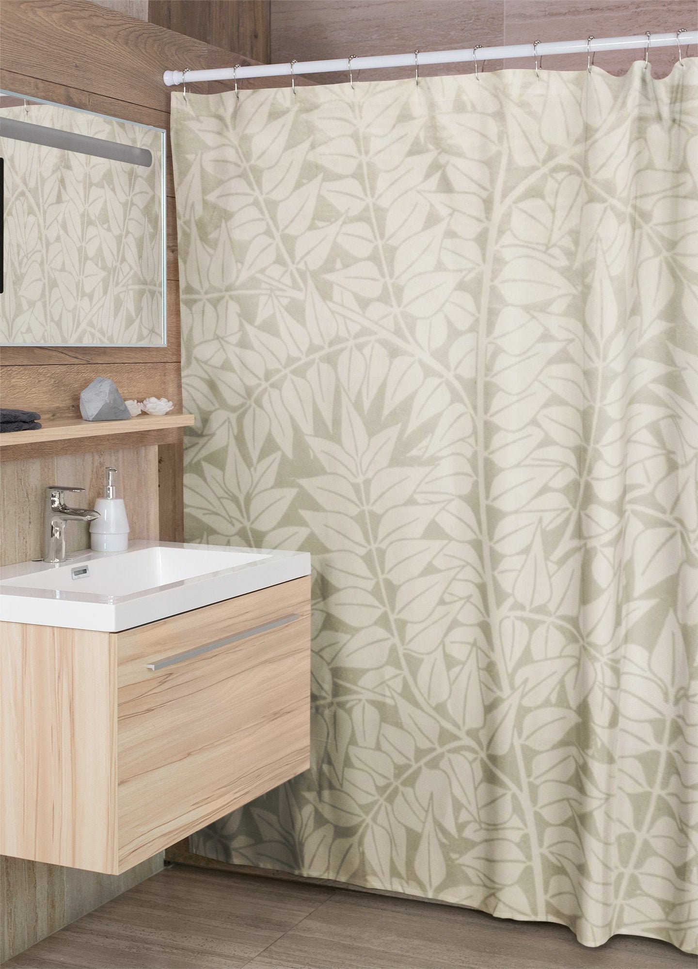 Art Nouveau Floral Patterns Shower Curtain, Eco-Friendly and Waterproof with High-Quality Material and Hooks Included