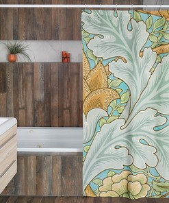 Art Nouveau Floral Patterns Shower Curtain, Eco-Friendly and Waterproof with High-Quality Material and Hooks Included