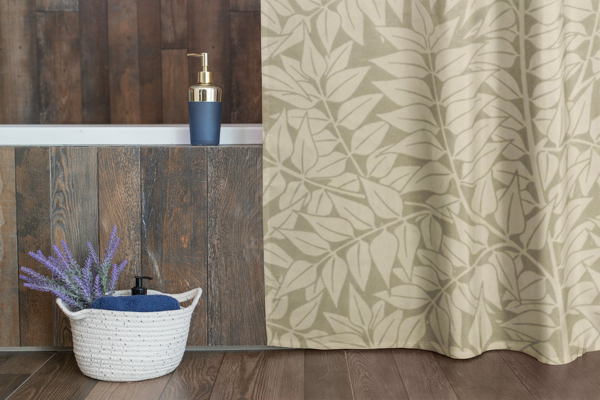Art Nouveau Floral Patterns Shower Curtain, Eco-Friendly and Waterproof with High-Quality Material and Hooks Included - Image 2