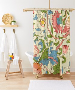 Art Nouveau Floral Shower Curtain, Eco-Friendly and Waterproof with High-Quality Material and Hooks Included