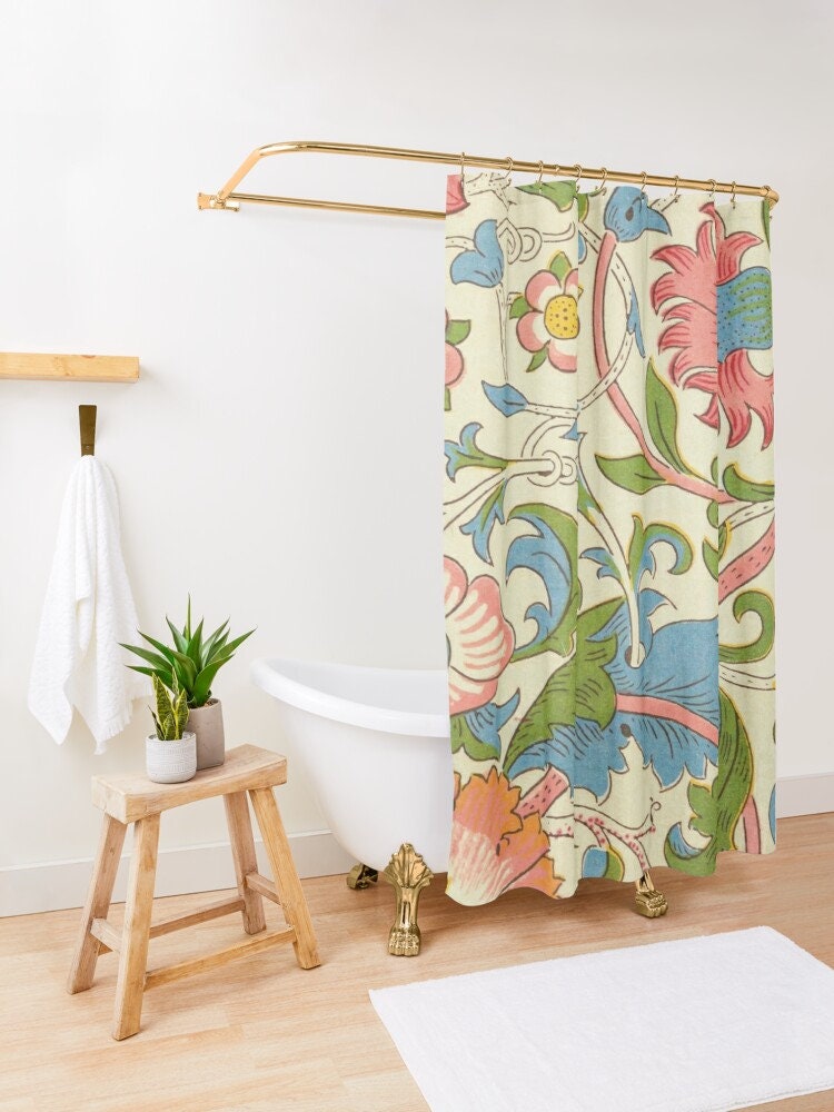 Art Nouveau Floral Shower Curtain, Eco-Friendly and Waterproof with High-Quality Material and Hooks Included - Image 3