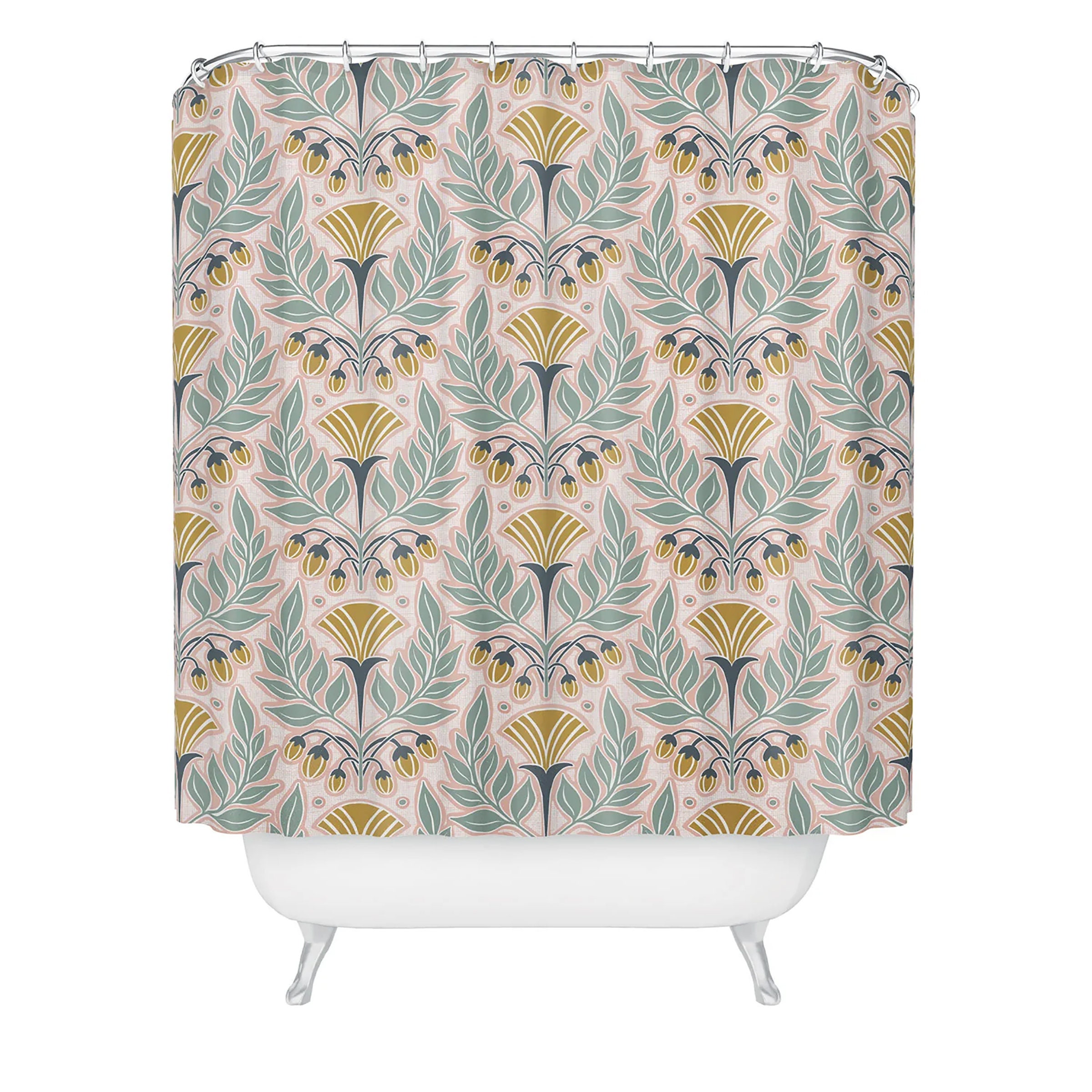 Art Nouveau Pink Shower Curtain | Floral Print | Bathroom Decor | Bath Curtain | Pink Bathroom - Image 2
