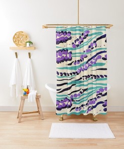 Art Nouveau Shower Curtain, Eco-Friendly Boho Bath Decor, Unique Bathroom Art
