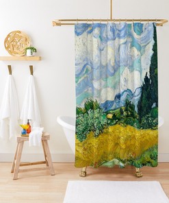 Art Shower Curtain - Van Gogh Decor for Farmhouse Shower Curtain with Art Nouveau Styles and Eco-Friendly Materials