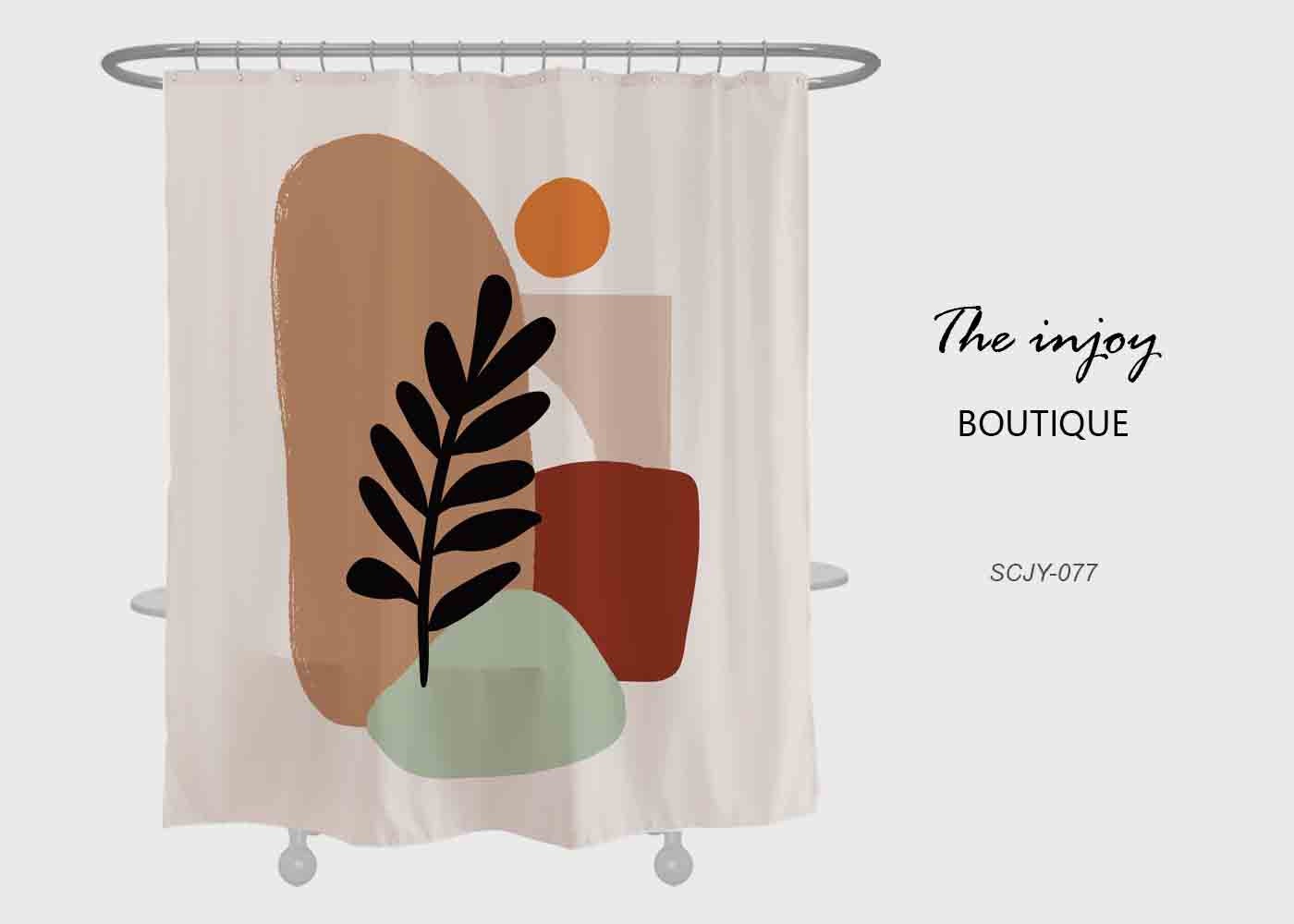 Artistic Bohemian Shower Curtain with Sun and Tree Design